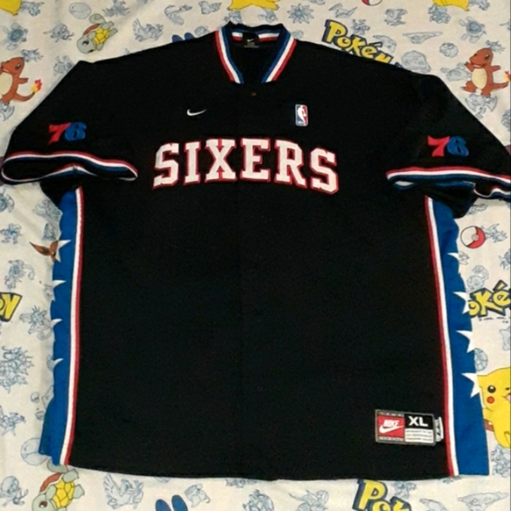 90s Nike Philadelphia 76ers Rewind 1977 Button Up Shoot Around Practice Jersey